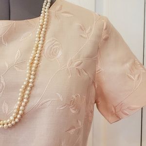 PALE PEACH LINEN BLEND SHIFT DRESS - 8P